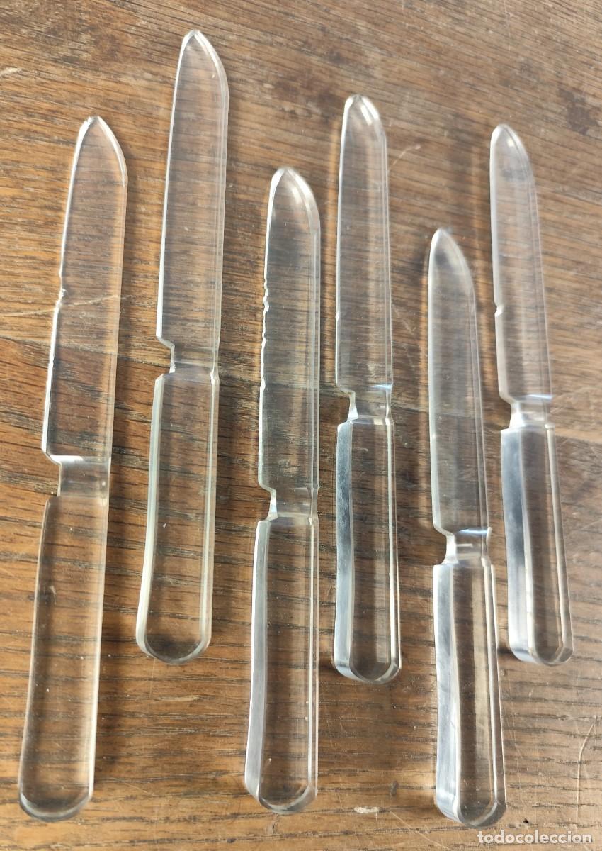 Antig&uuml;edades: Lote de 6 cuchillos de cristal macizo - Foto 2