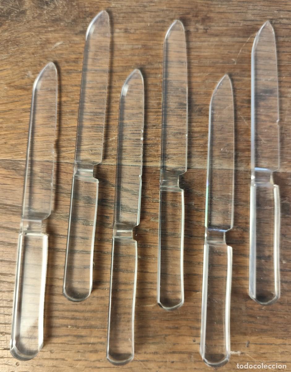 Antig&uuml;edades: Lote de 6 cuchillos de cristal macizo - Foto 7