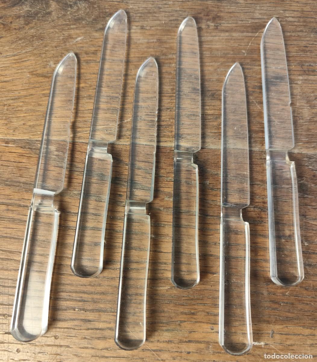Antig&uuml;edades: Lote de 6 cuchillos de cristal macizo - Foto 8