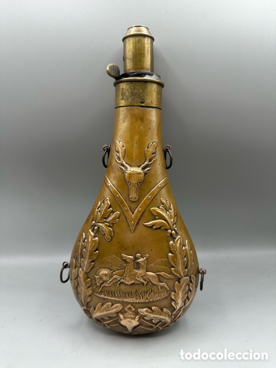 Antig&uuml;edades: petaca de p&oacute;lvora (powder flask) XIX - Foto 2
