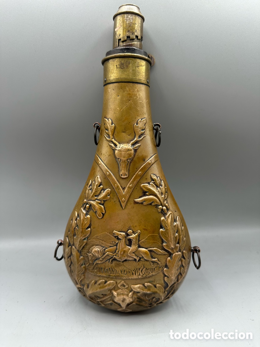 Antig&uuml;edades: petaca de p&oacute;lvora (powder flask) XIX