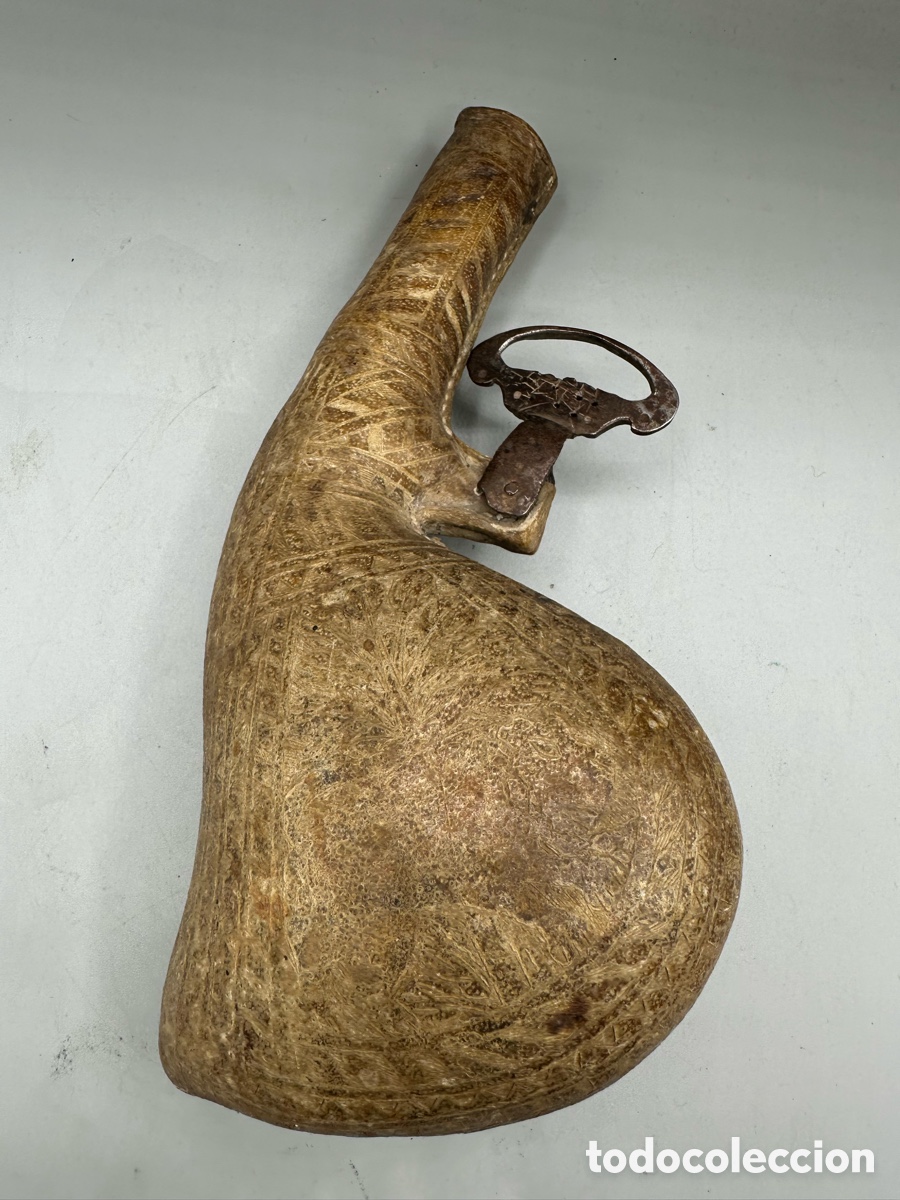 Antig&uuml;edades: petaca de p&oacute;lvora (powder flask) XIX - Foto 2