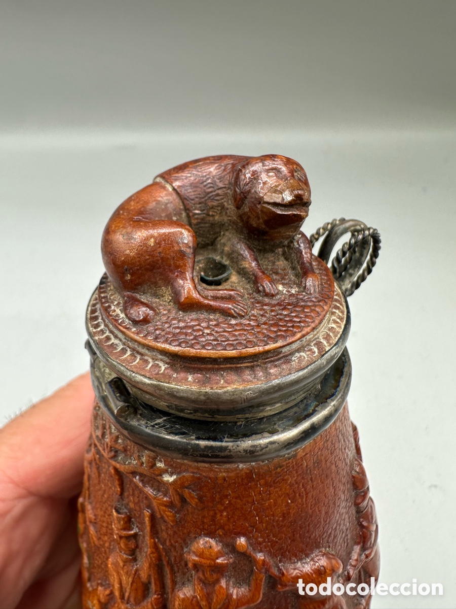 Antig&uuml;edades: petaca de p&oacute;lvora (powder flask) XIX - Foto 3