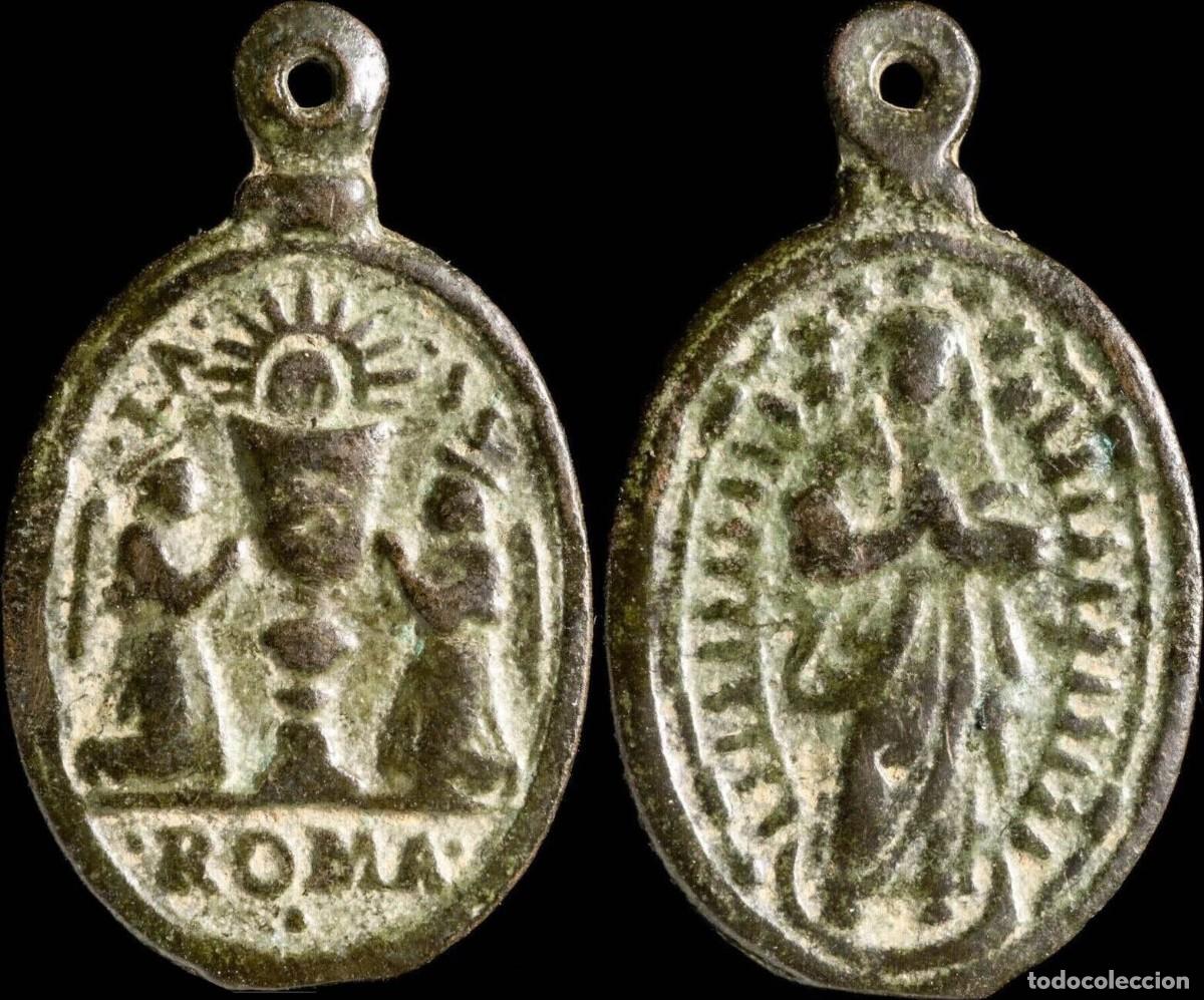 Antiguidades: Medalla Religiosa Santo Sacramento / V. Inmaculada - 29x17 mm.