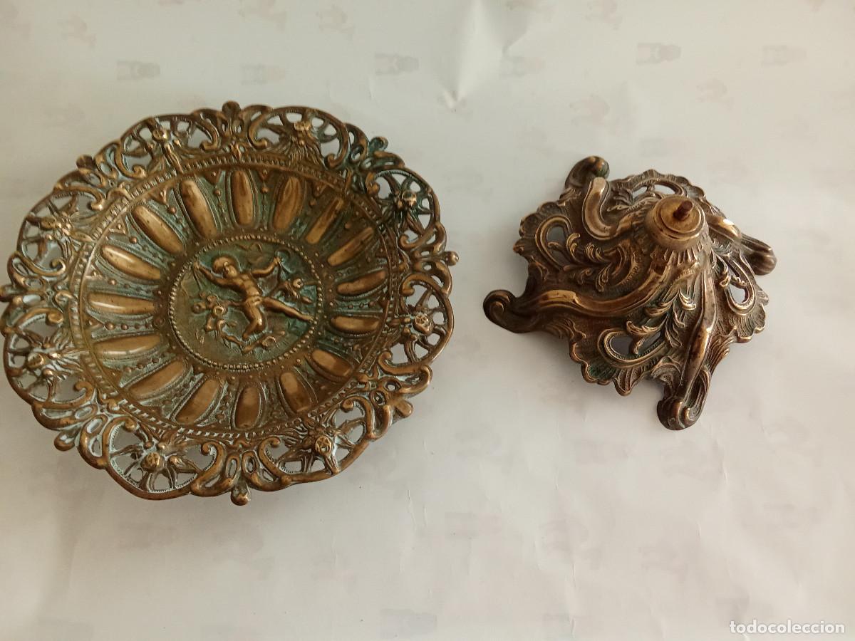 Antig&uuml;edades: Antiguo centro de mesa en bronce labrado - Foto 7