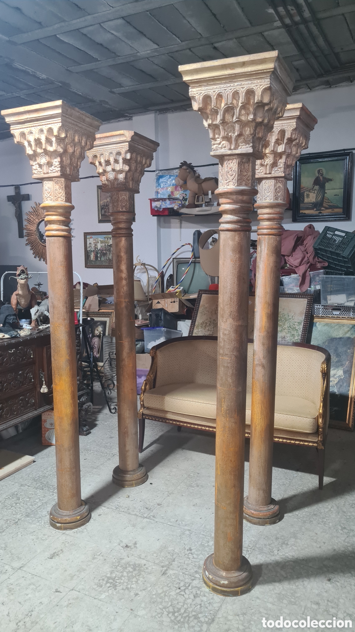 Antig&uuml;edades: Columna en madera pan de oro