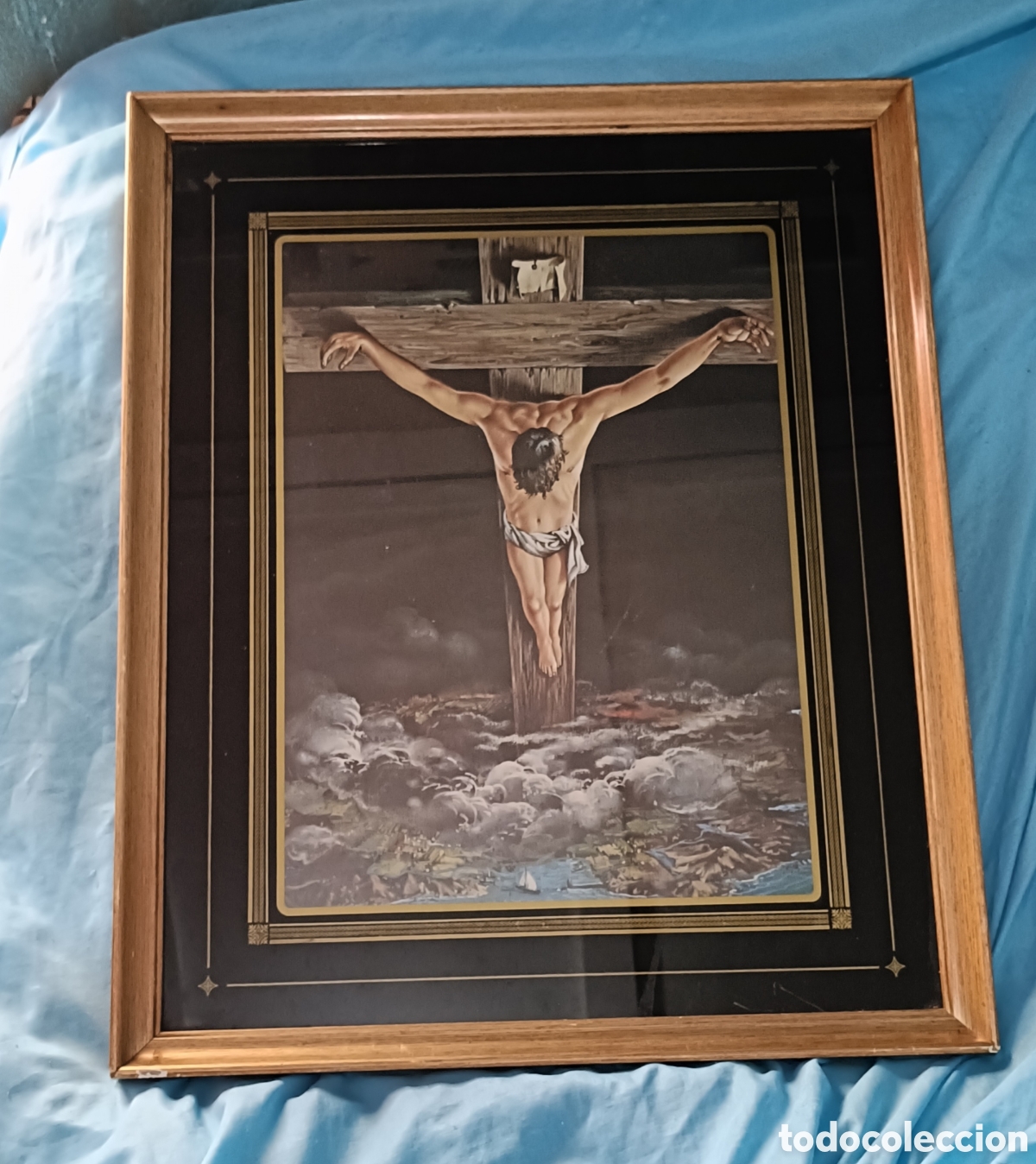 Antig&uuml;edades: Espectacular cuadro vintage (43x53 cm) con la ic&oacute;nica obra &rdquo;Cristo de San Juan de la Cruz&rdquo; (1951) de
