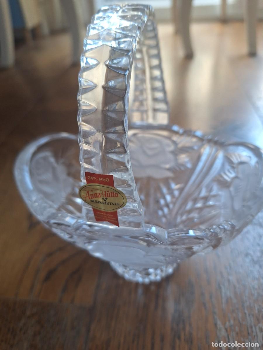 Antig&uuml;edades: CESTA DE CRISTAL DE PLOMO LABRADO