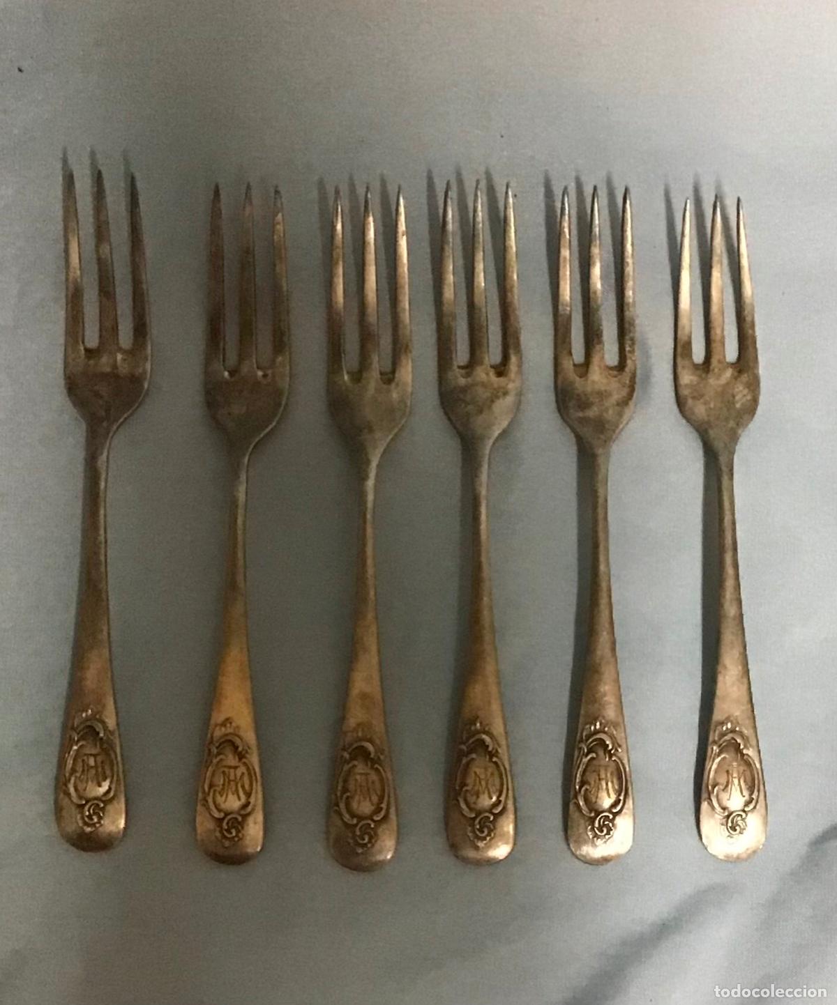 Antig&uuml;edades: JUEGO DE TENEDORES PARA POSTRE - Foto 2