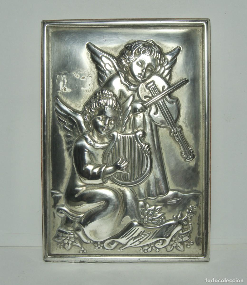 Antig&uuml;edades: Placa Italiana en Plata 925 con &Aacute;ngeles M&uacute;sicos &middot; Sovrani - Foto 2