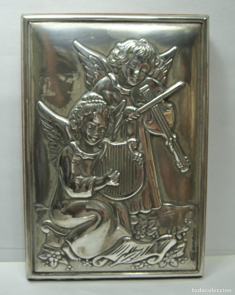 Antig&uuml;edades: Placa Italiana en Plata 925 con &Aacute;ngeles M&uacute;sicos &middot; Sovrani