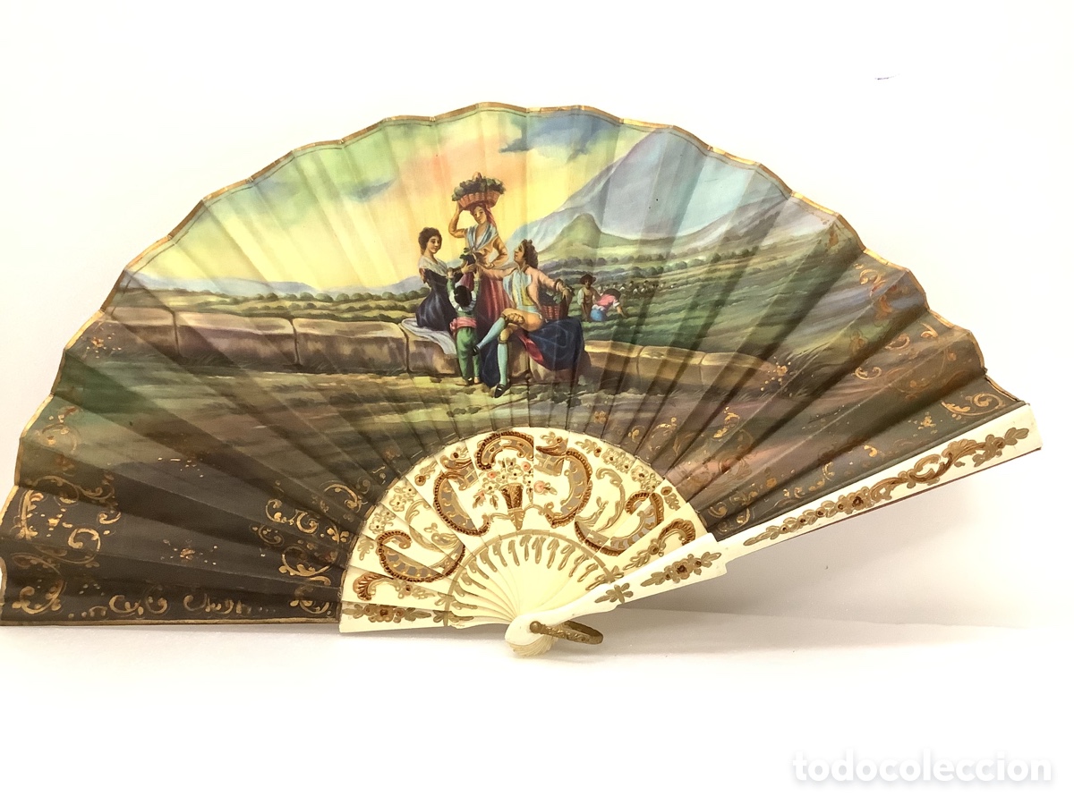 Antig&uuml;edades: ANTIGUO ABANICO PINADO A MANO