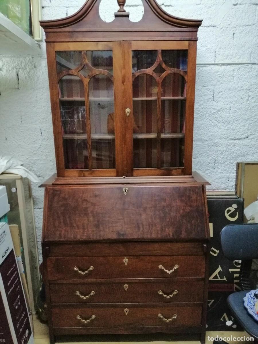 Antiques: ANTIGUO ESCRITORIO BUR&Oacute; CON VITRINA INGLES S.XIX CAOBA GEORGIANO. RECOGIDA LOCAL.