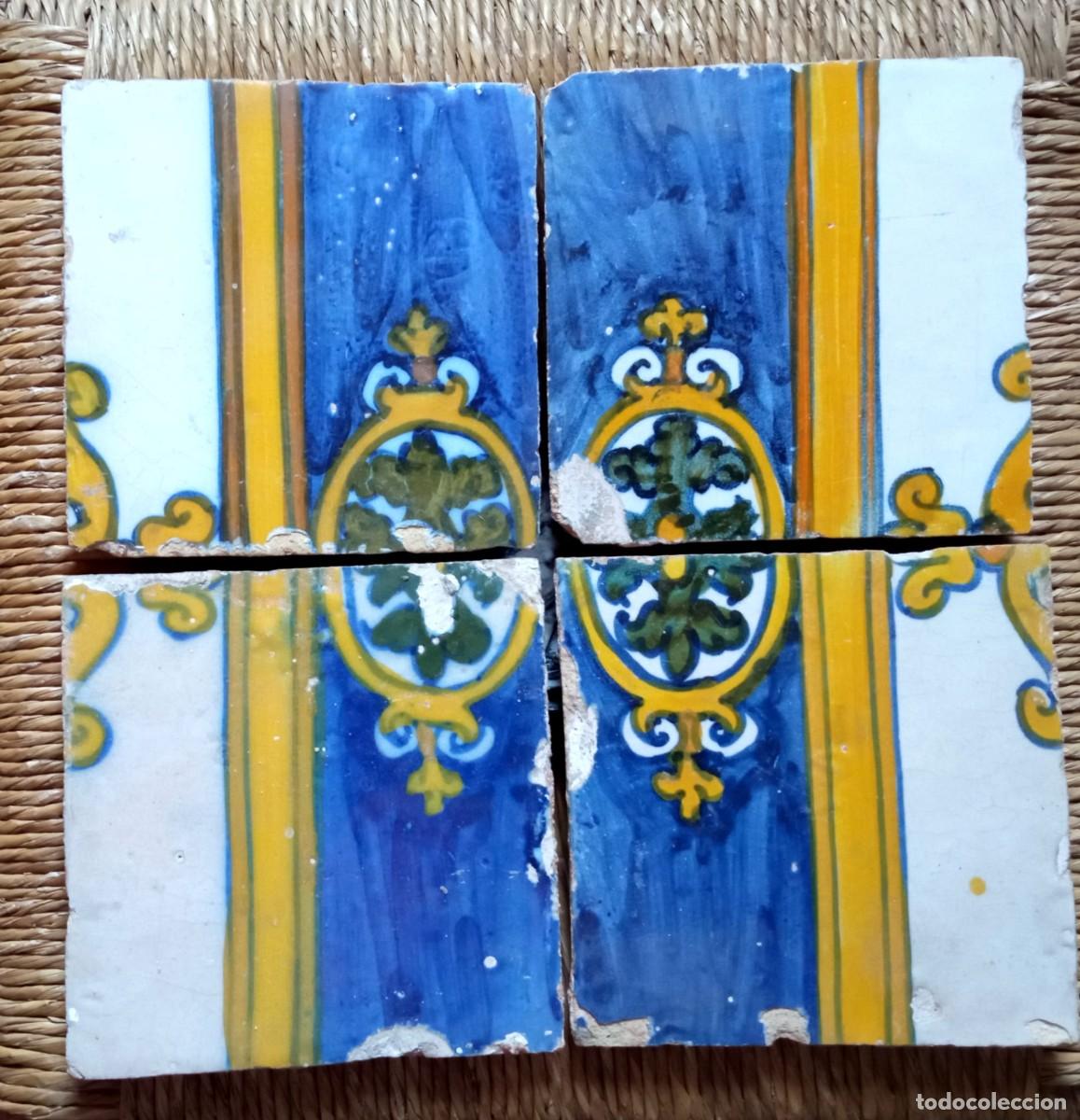 Antig&uuml;edades: 4 azulejo portugu&eacute;ses del siglo XVII,
