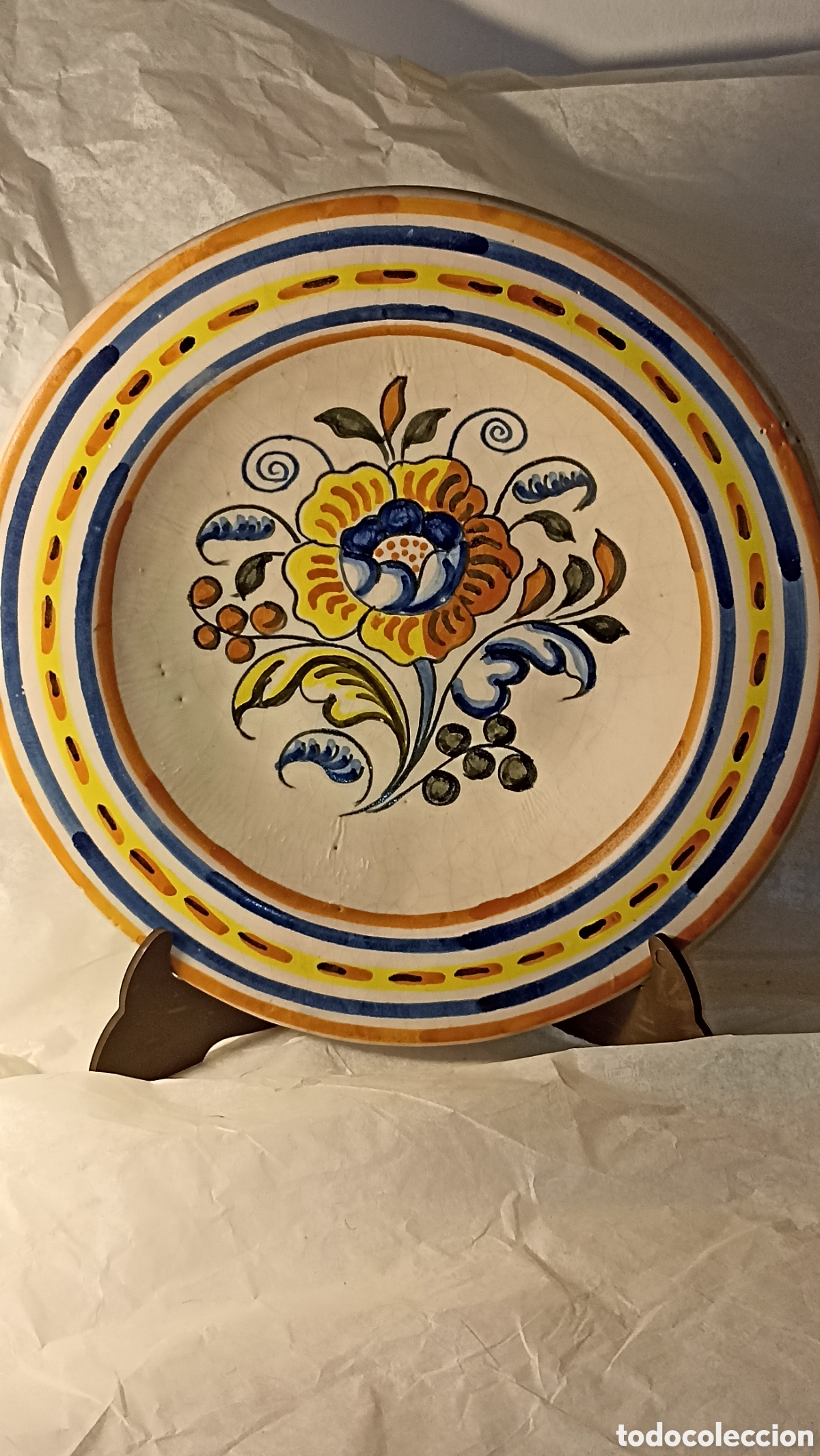 Antig&uuml;edades: : Antiguo Plato de Cer&aacute;mica de Talavera - Alfar &rdquo;La Menora&rdquo; (26 cm) - Pintado a Mano