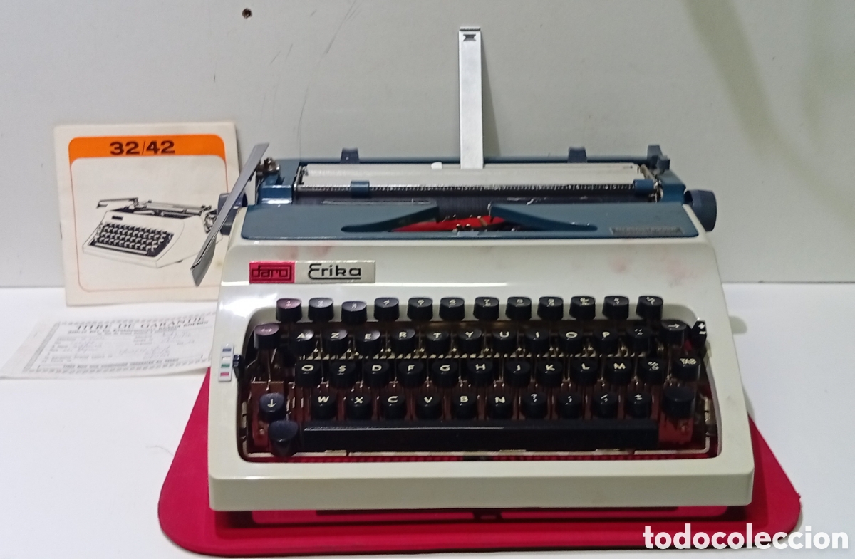 Antig&uuml;edades: Antigua M&aacute;quina de Escribir DARO ERIKA 42 (1976) - Con Malet&iacute;n, Manual y Garant&iacute;a Original AZERTY