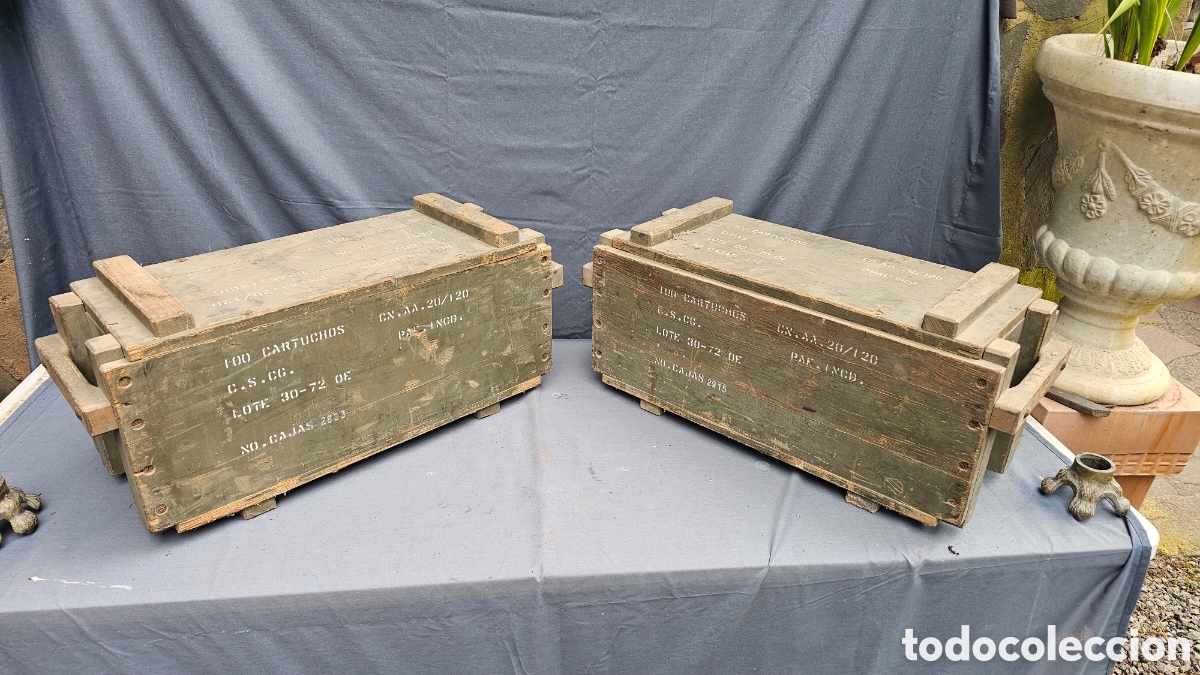 Antig&uuml;edades: Cajas grandes militares de madera para artiller&iacute;a