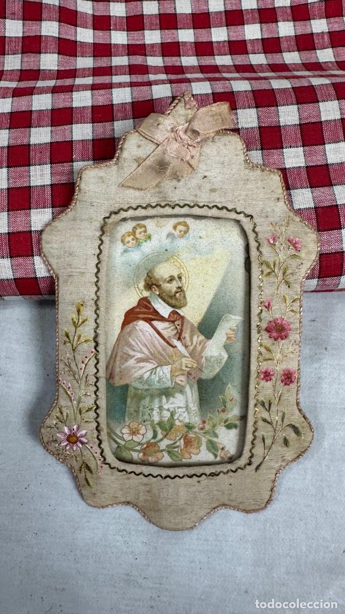 Antig&uuml;edades: Antiguo escapulario de seda pintada - Foto 8
