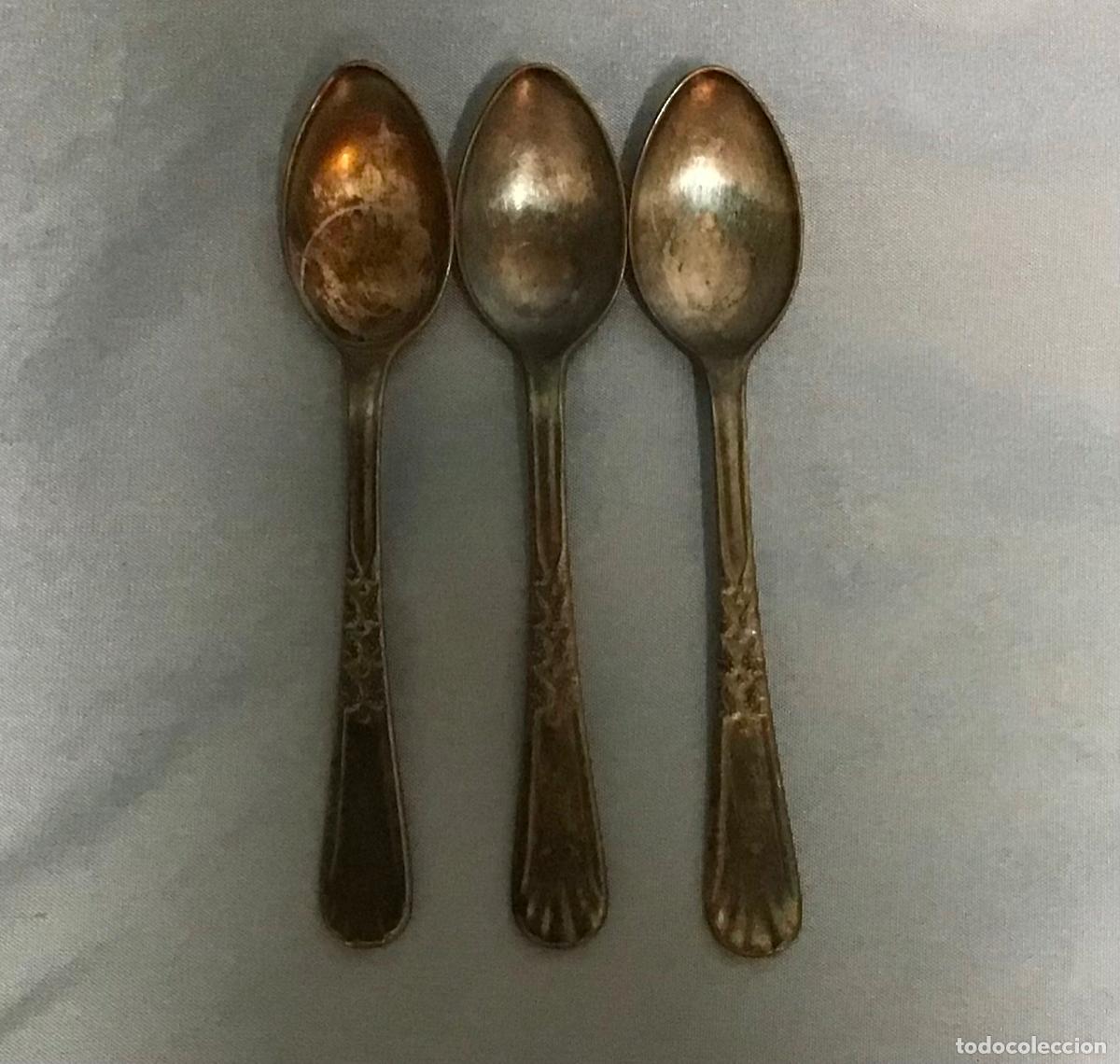 Antig&uuml;edades: ANTIGUAS CUCHARAS DE POSTRE PLATEADAS - Foto 1