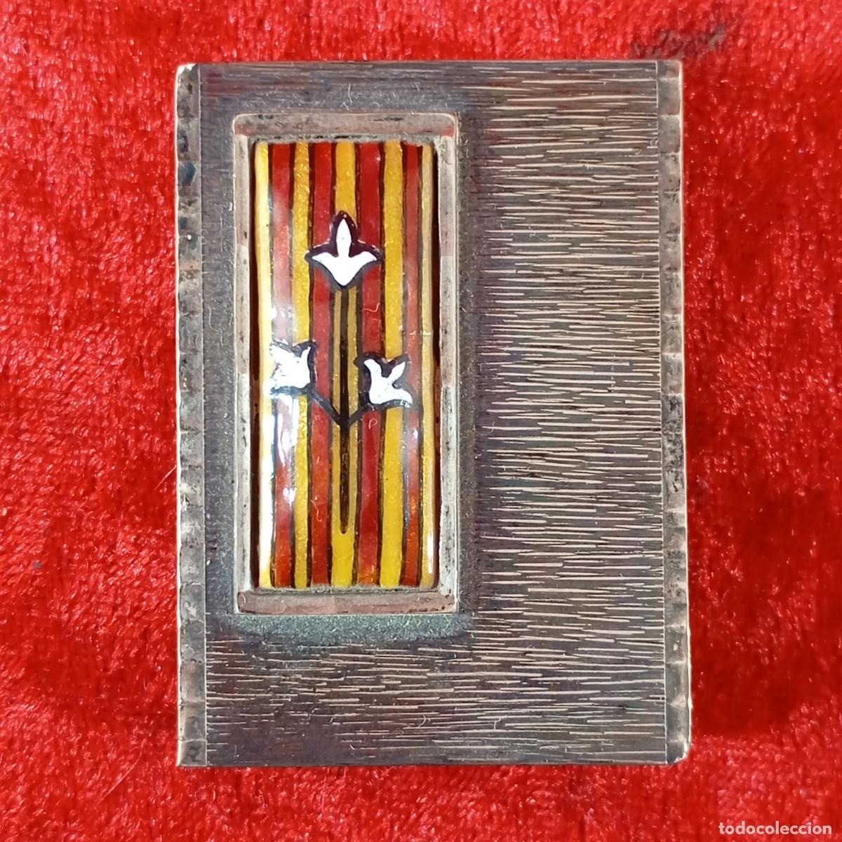 Antig&uuml;edades: PROTECTOR CAJA CERILLAS EN PLATA DE LEY Y ESMALTE - ESCUDO DE L&Eacute;RIDA - LLEIDA - 56 X 40 MM