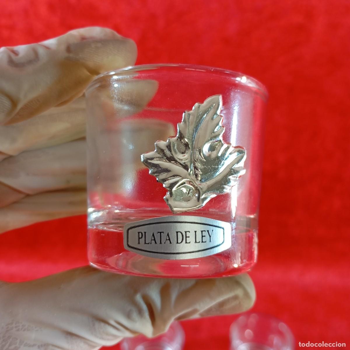 Antig&uuml;edades: 6 VASOS DE CHUPITO - HOJA EN PLATA DE LEY - PRECIOSAS PIEZAS - COLECCION