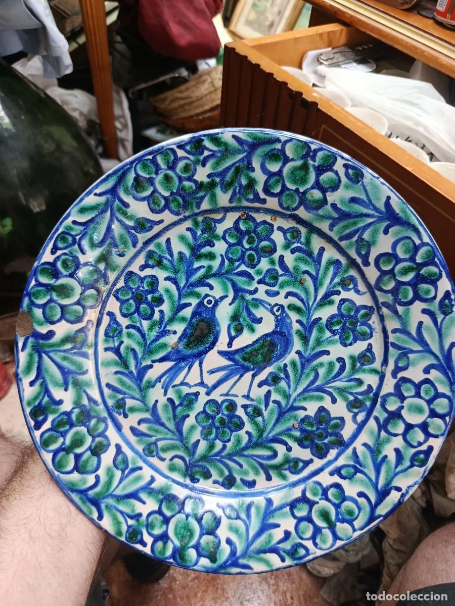 Antig&uuml;edades: Plato braserillo antiguo de cer&aacute;mica de Fajalauza