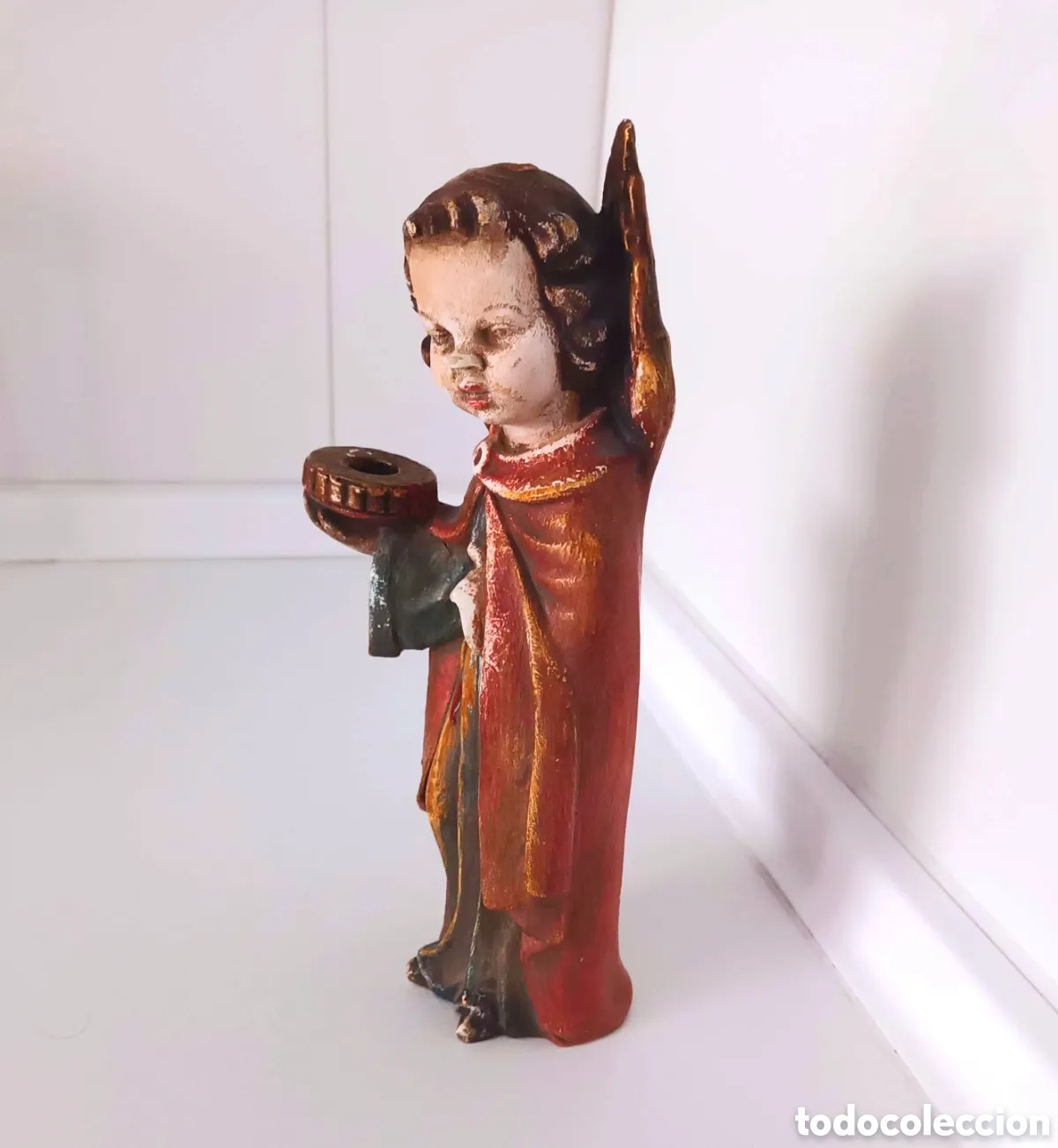 Antiquit&auml;ten: Figura Vintage Angel portavelas, candelabro Alemania