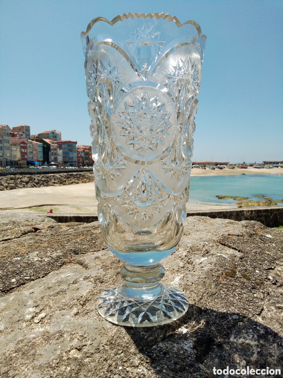 Antig&uuml;edades: Gran Jarr&oacute;n de Cristal Tallado Muy Pesado y Grueso - Bohemia A&ntilde;os 50/60