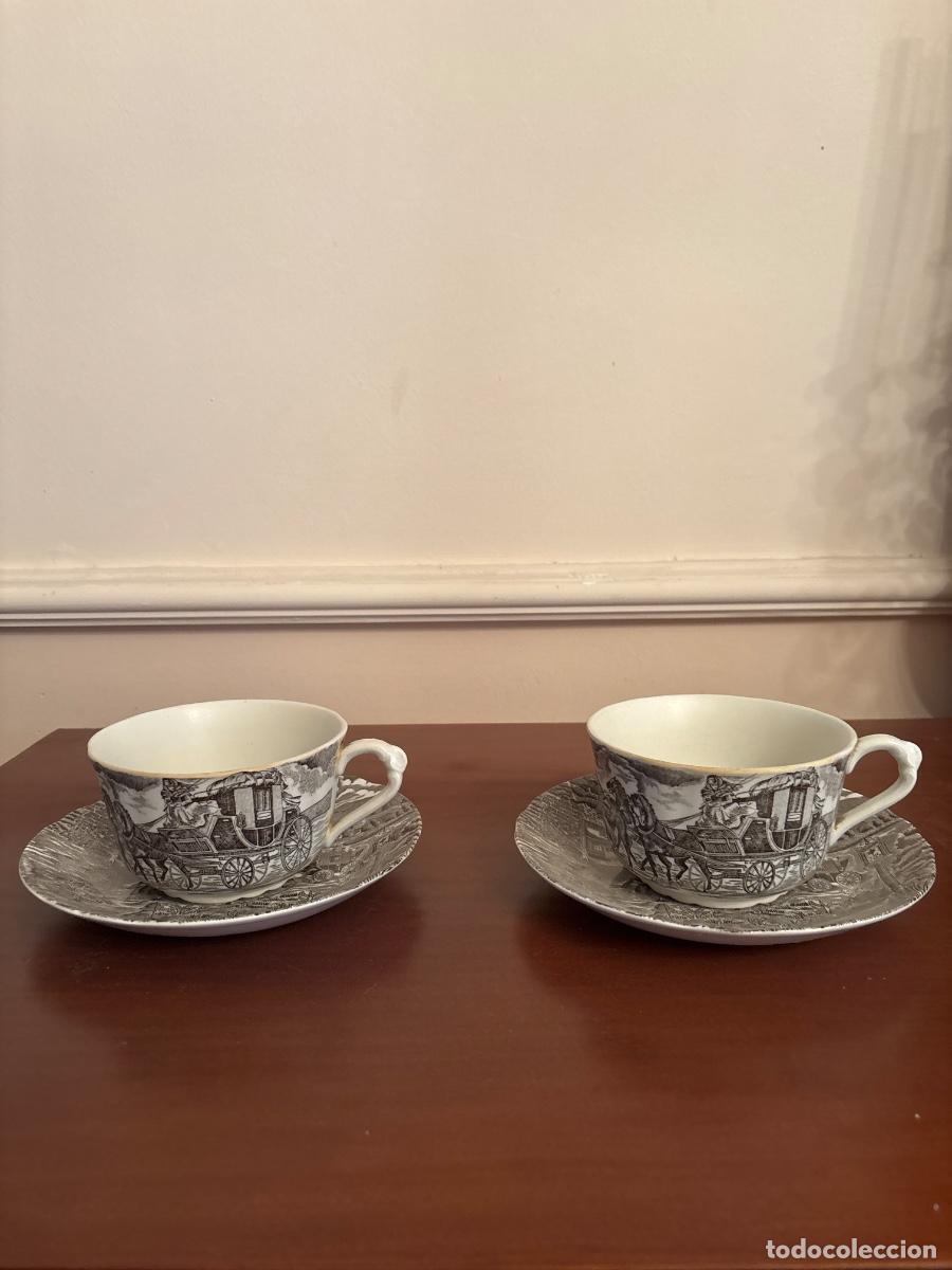 Antig&uuml;edades: Pareja de tazas de desayuno Pontesa