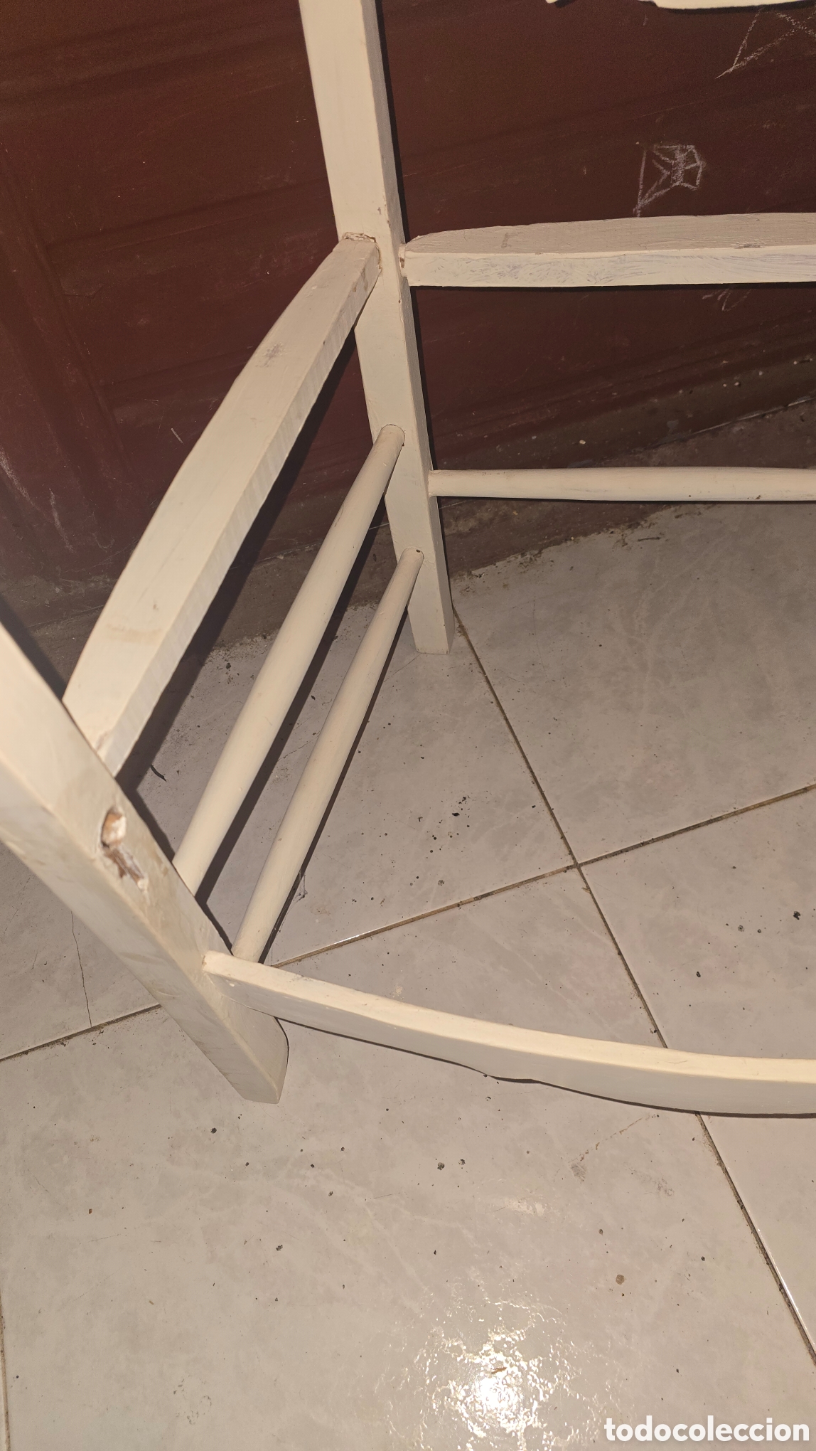 Antig&uuml;edades: Silla antigua r&uacute;stica de madera blanca - Foto 6