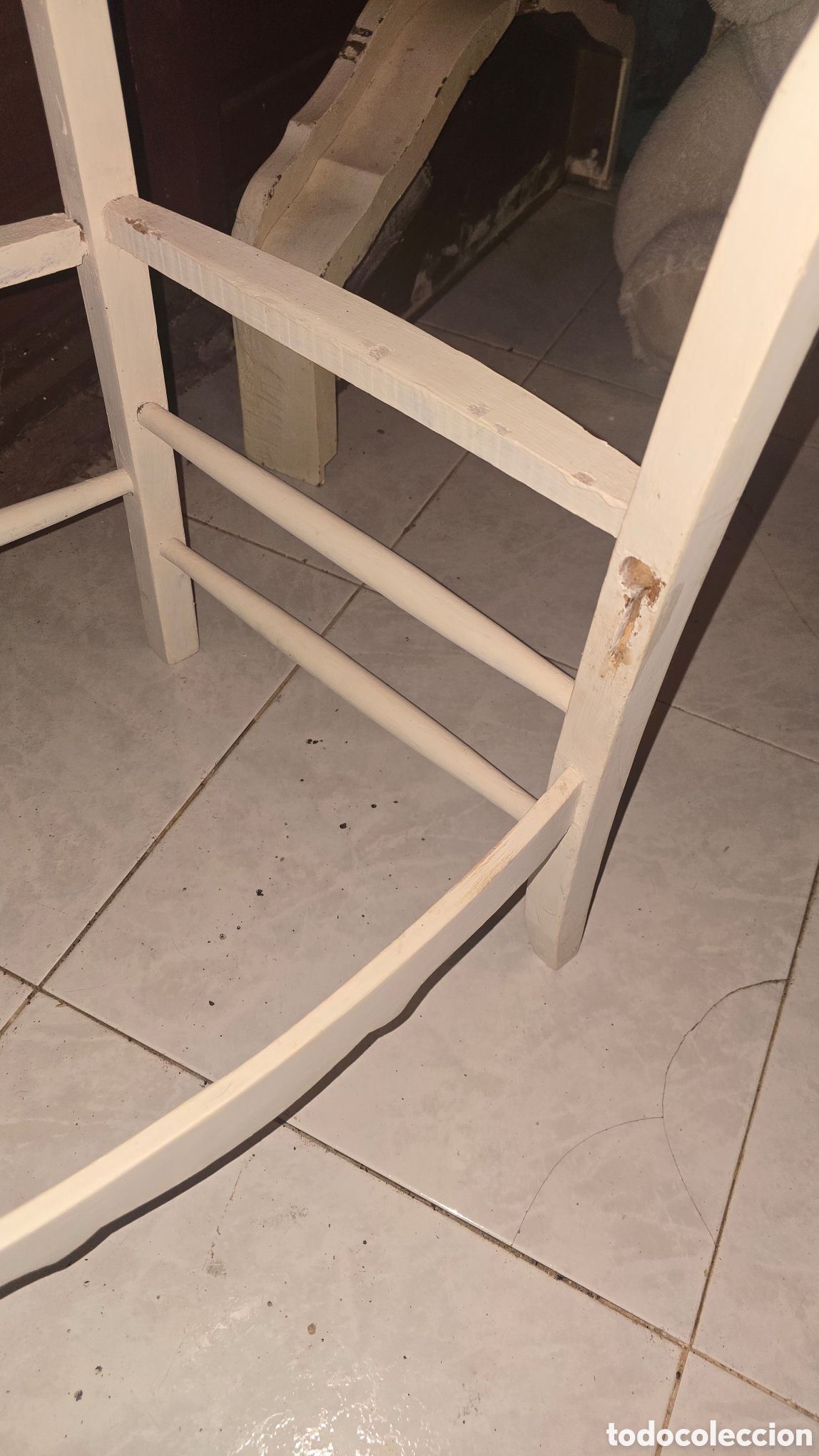 Antig&uuml;edades: Silla antigua r&uacute;stica de madera blanca - Foto 8