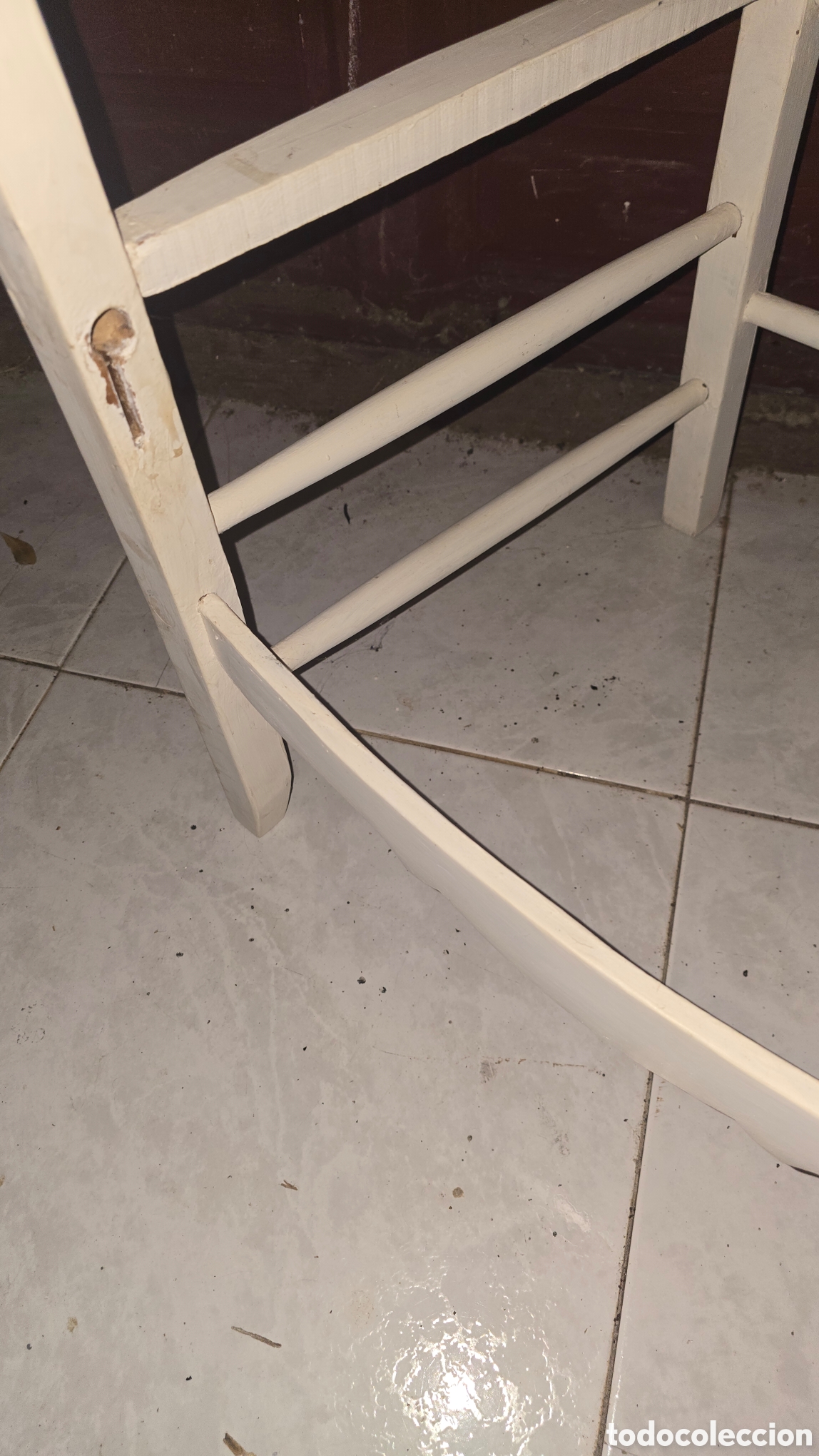 Antig&uuml;edades: Silla antigua r&uacute;stica de madera blanca - Foto 9