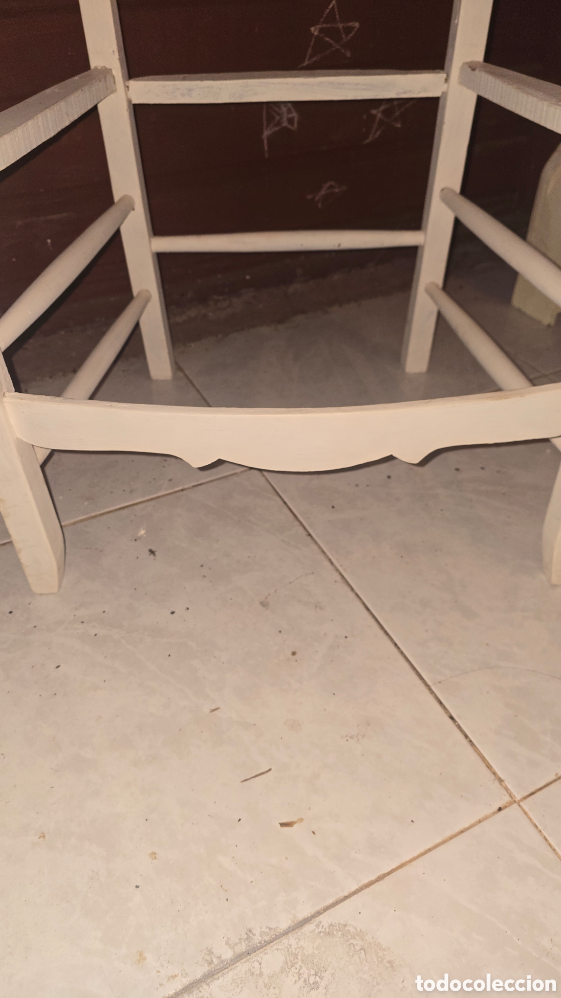 Antig&uuml;edades: Silla antigua r&uacute;stica de madera blanca - Foto 10