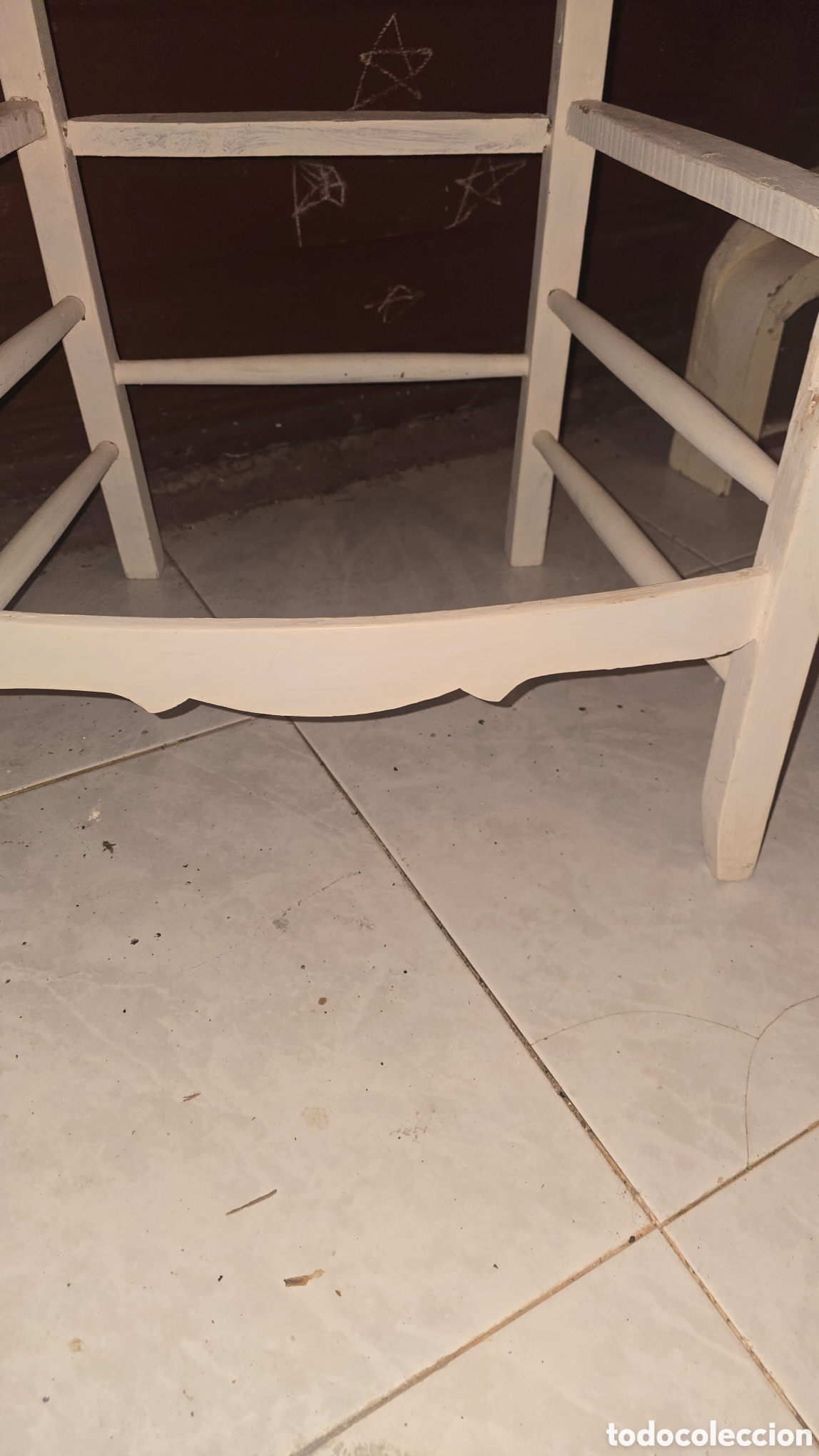 Antig&uuml;edades: Silla antigua r&uacute;stica de madera blanca - Foto 11