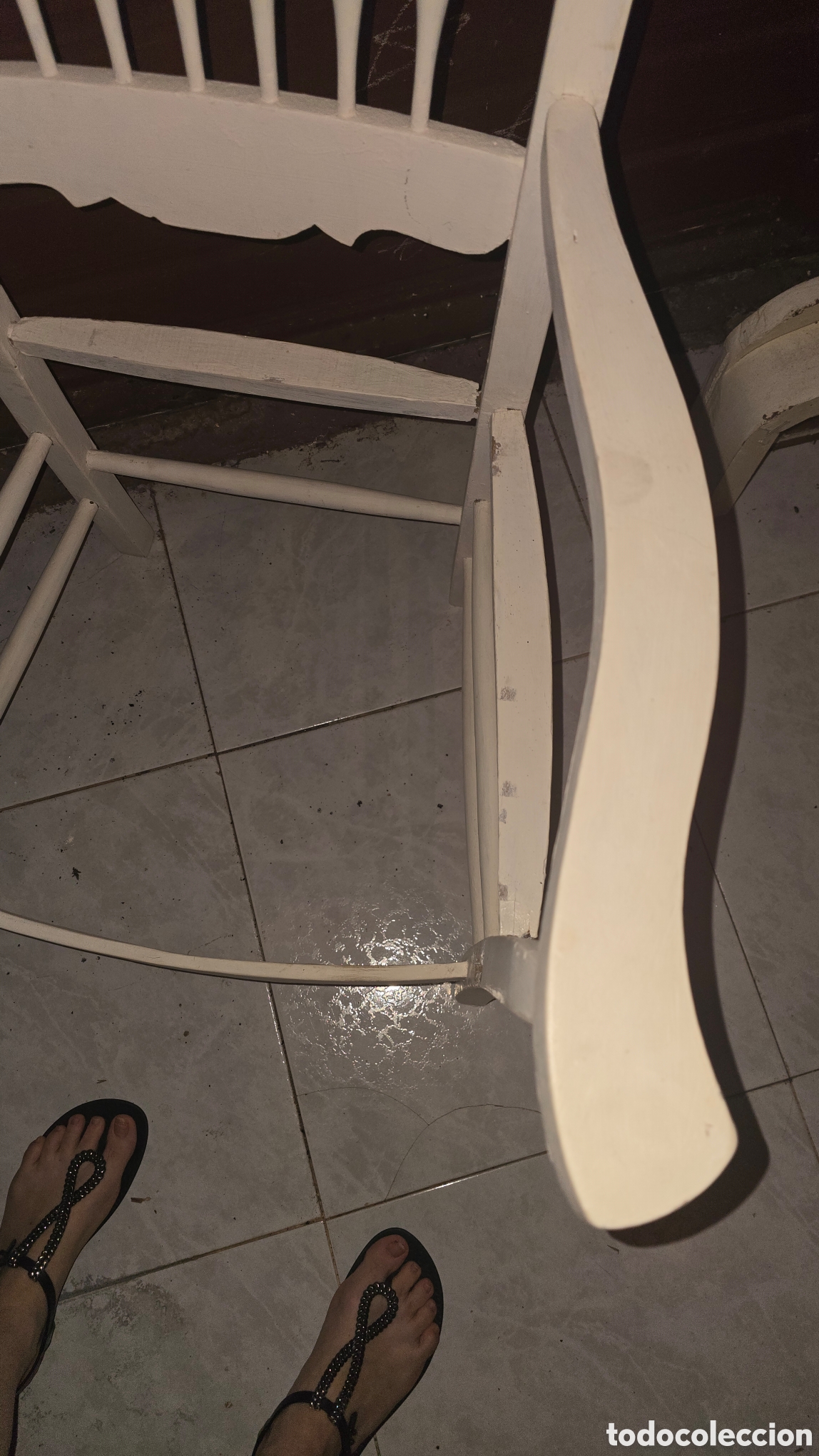 Antig&uuml;edades: Silla antigua r&uacute;stica de madera blanca - Foto 12