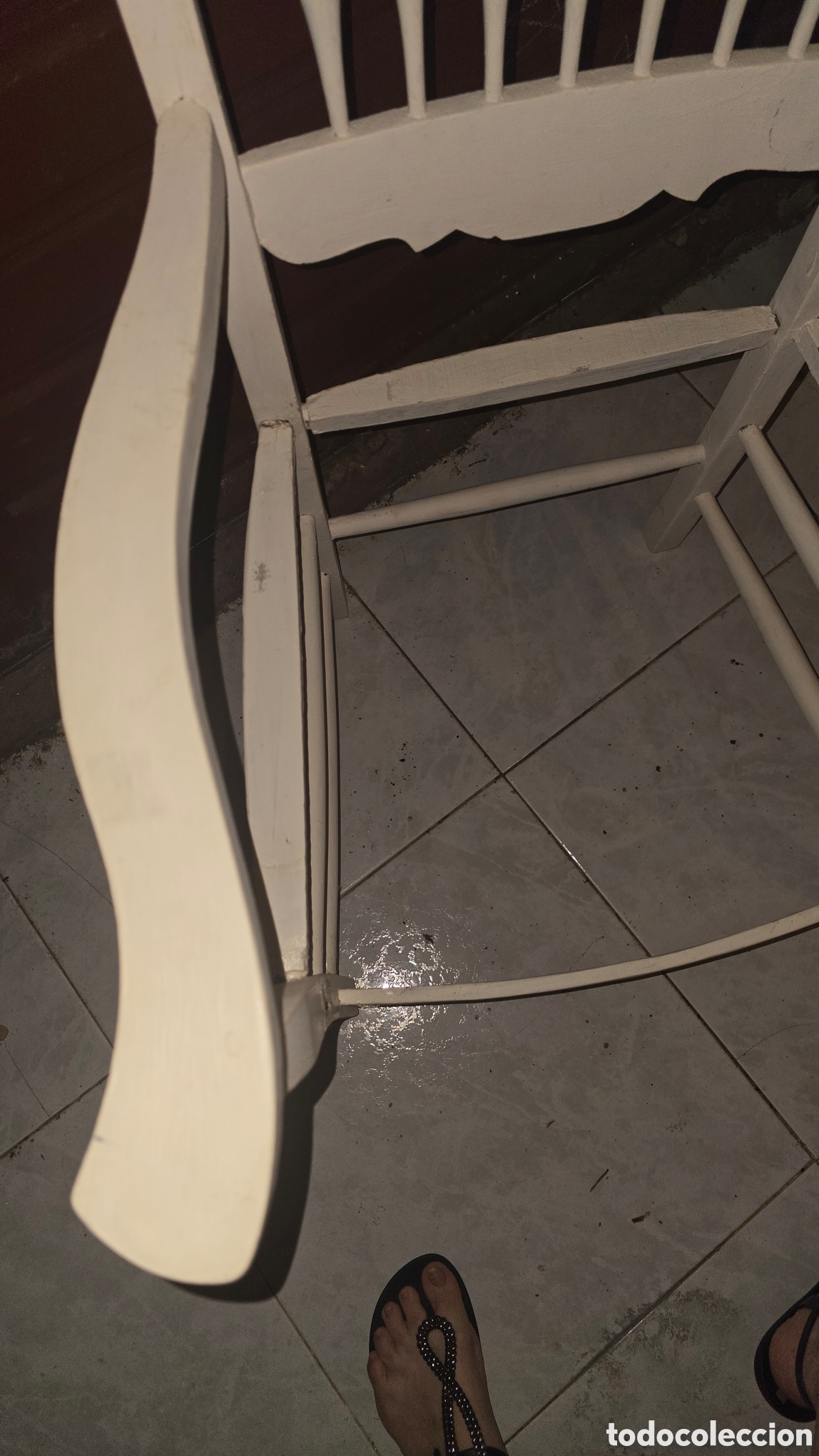 Antig&uuml;edades: Silla antigua r&uacute;stica de madera blanca - Foto 13