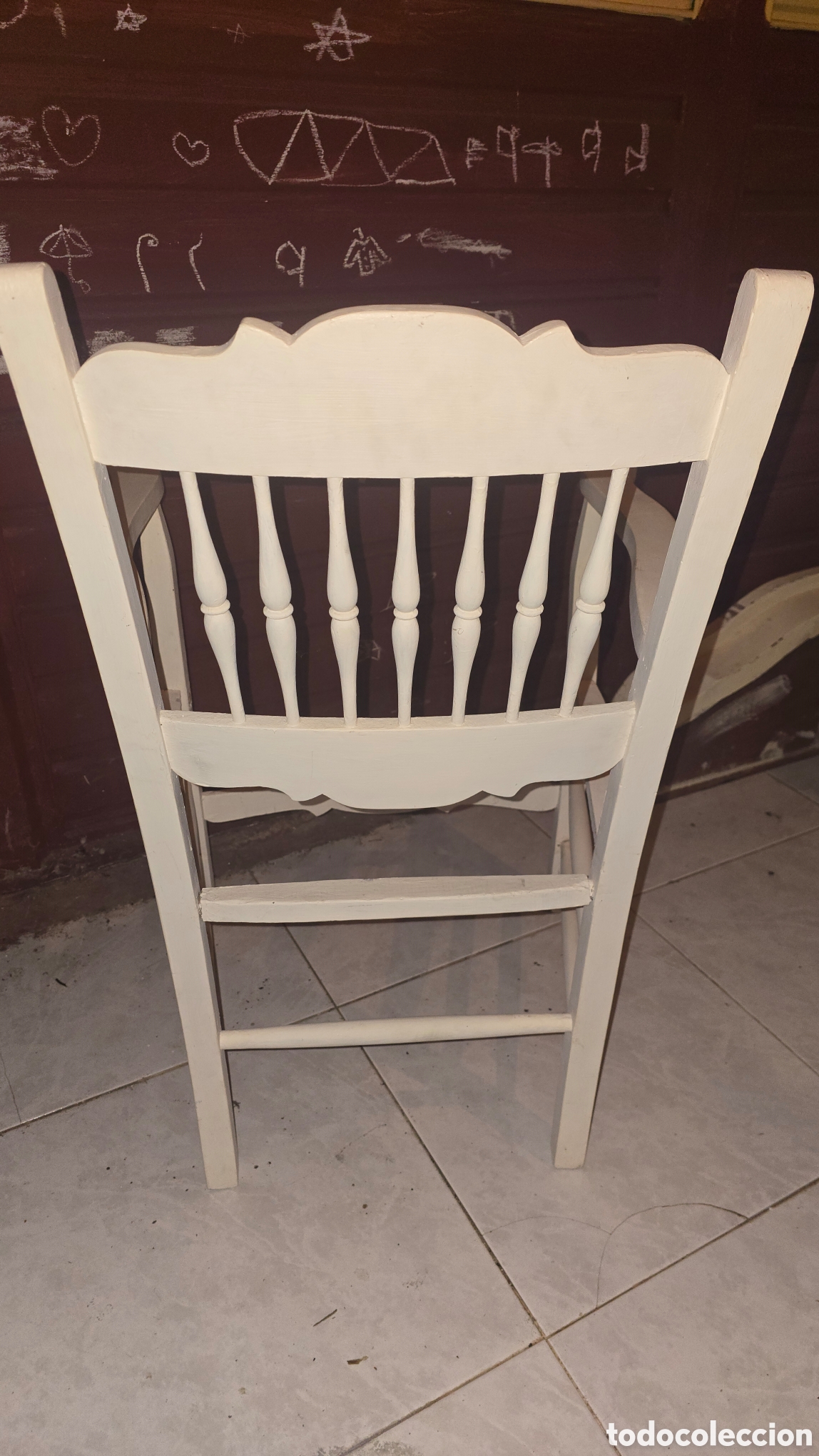 Antig&uuml;edades: Silla antigua r&uacute;stica de madera blanca - Foto 14