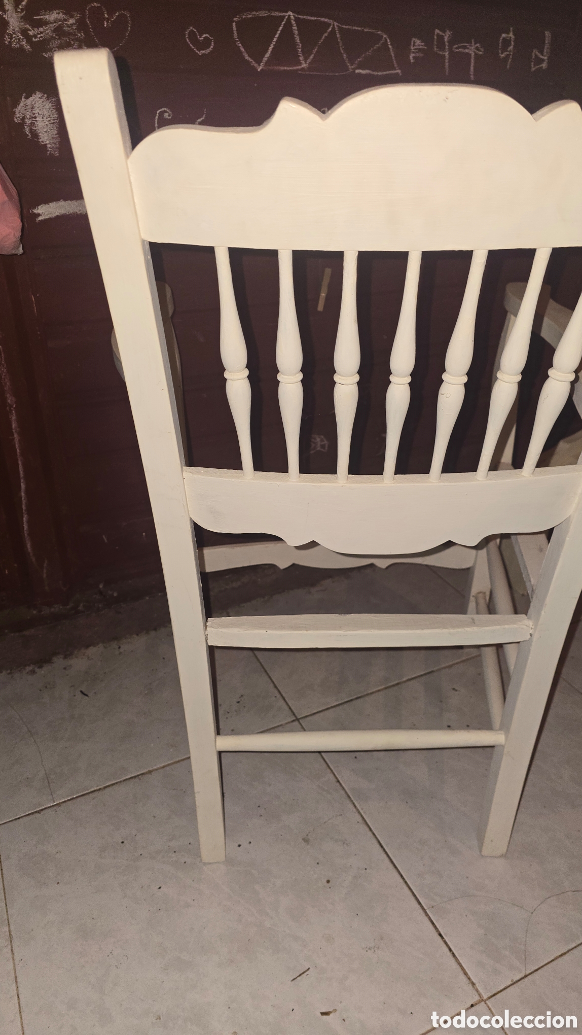 Antig&uuml;edades: Silla antigua r&uacute;stica de madera blanca - Foto 15