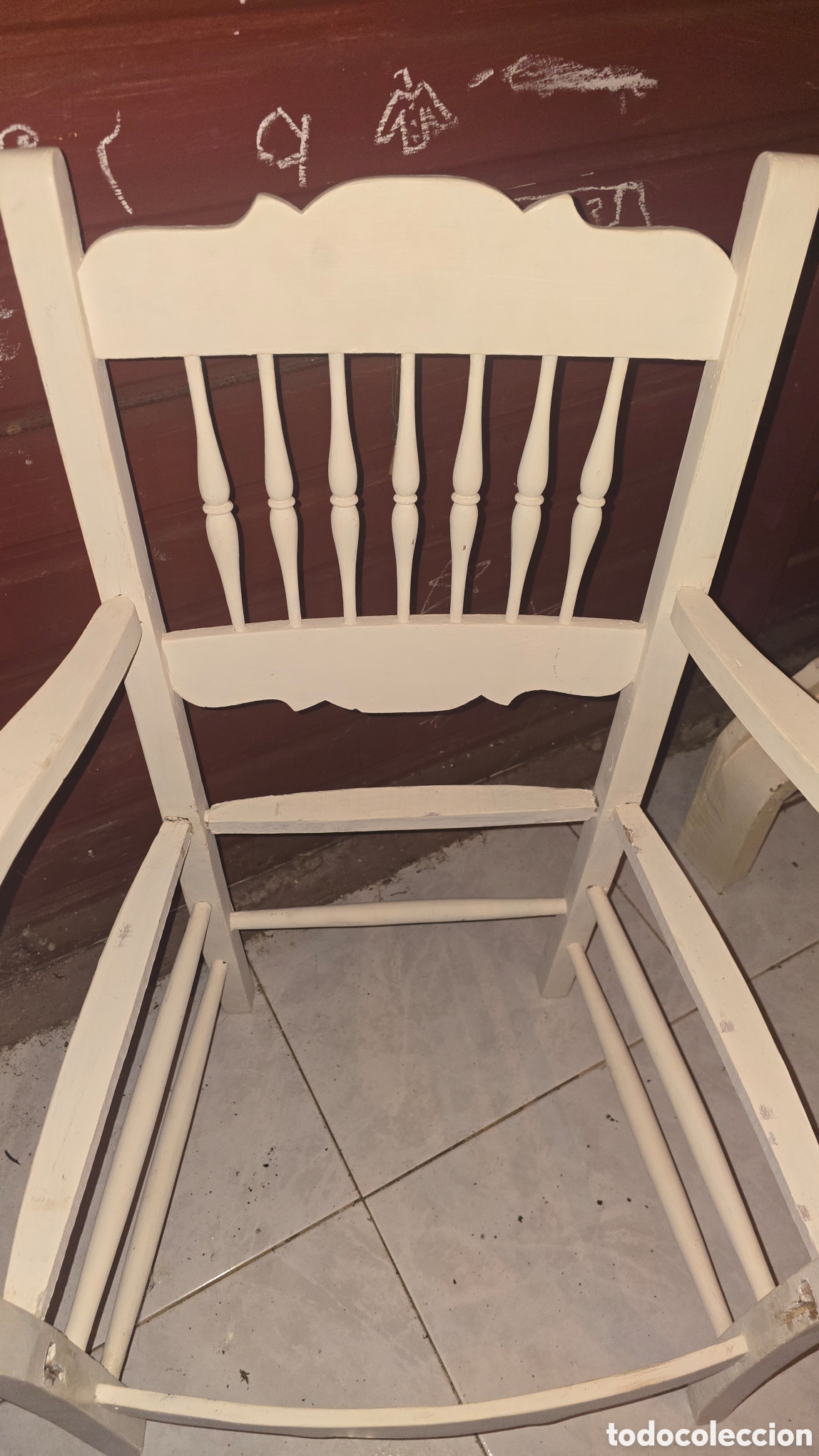 Antig&uuml;edades: Silla antigua r&uacute;stica de madera blanca - Foto 16