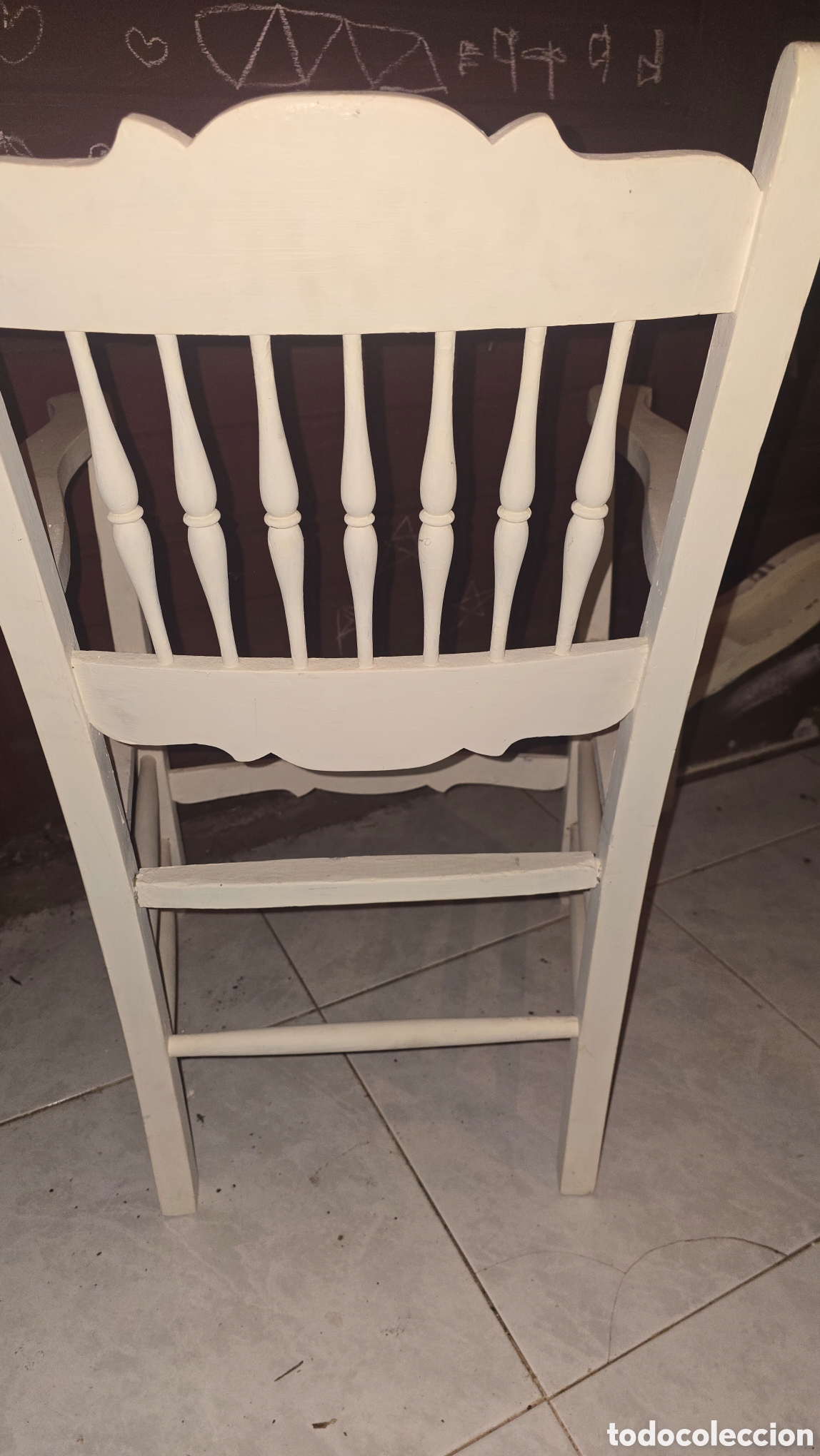 Antig&uuml;edades: Silla antigua r&uacute;stica de madera blanca - Foto 17