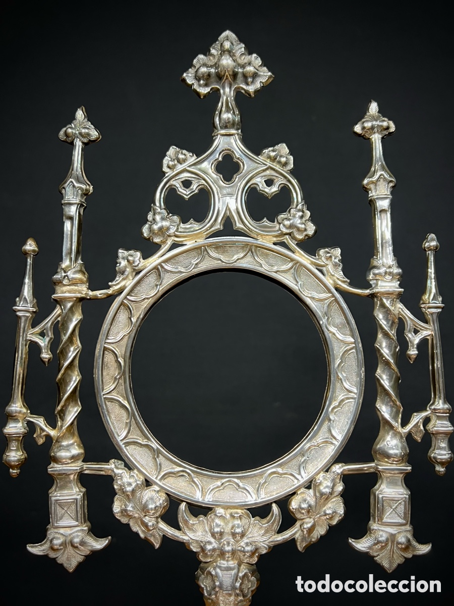 Antig&uuml;edades: Custodia de plata repujada. Siglo XIX - Foto 4