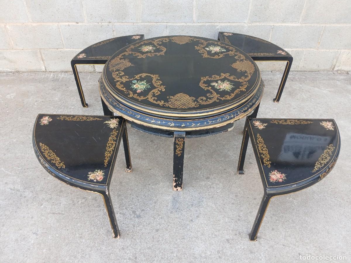 Antig&uuml;edades: Mesa de te antigua floral estilo chino