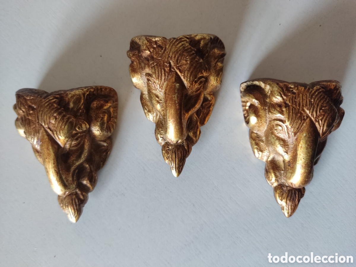 Antig&uuml;edades: 3 CARNEROS DE BRONCE - EMBELLECEDORES PARA L&Aacute;MPARAS O MUEBLES