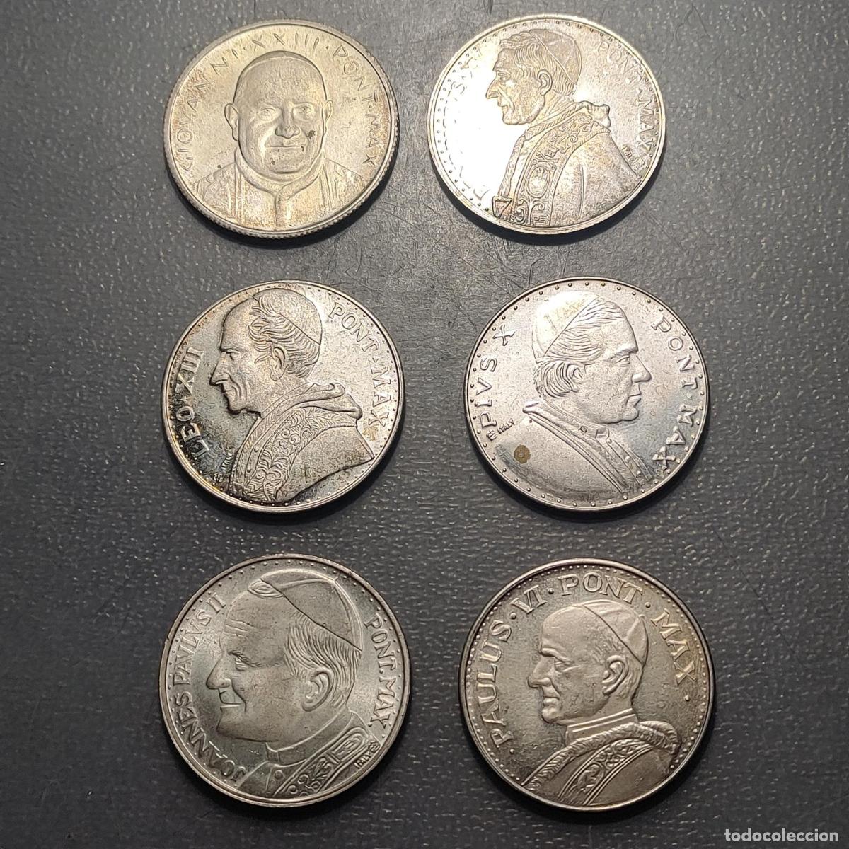 Antig&uuml;edades: LOTE DE 5 MEDALLAS RELIGIOSAS VARIOS PAPAS 35mm