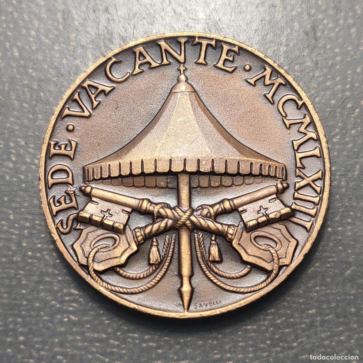 Antig&uuml;edades: MEDALLA RELIGIOSA VATICANO SEDE VACANTE 1963 BENEDETTO ALOISI MASELLA BRONCE