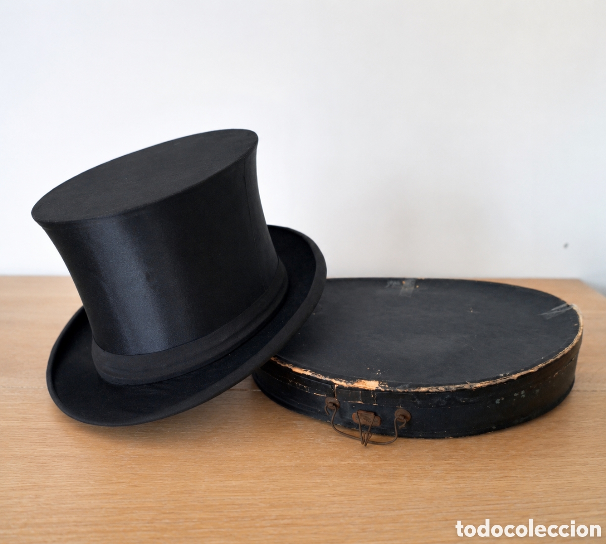 Antiques: Antigua Chistera Plegable Alemana Chapeau Claque Emil Reichhardt | Con Caja Original | Talla 58 cm