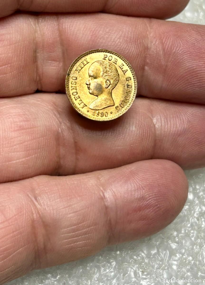 Antig&uuml;edades: 4034.Antiguo gemelo reproduciendo la moneda espa&ntilde;ola de Alfonso XIII de oro (20 pesetas 1890)
