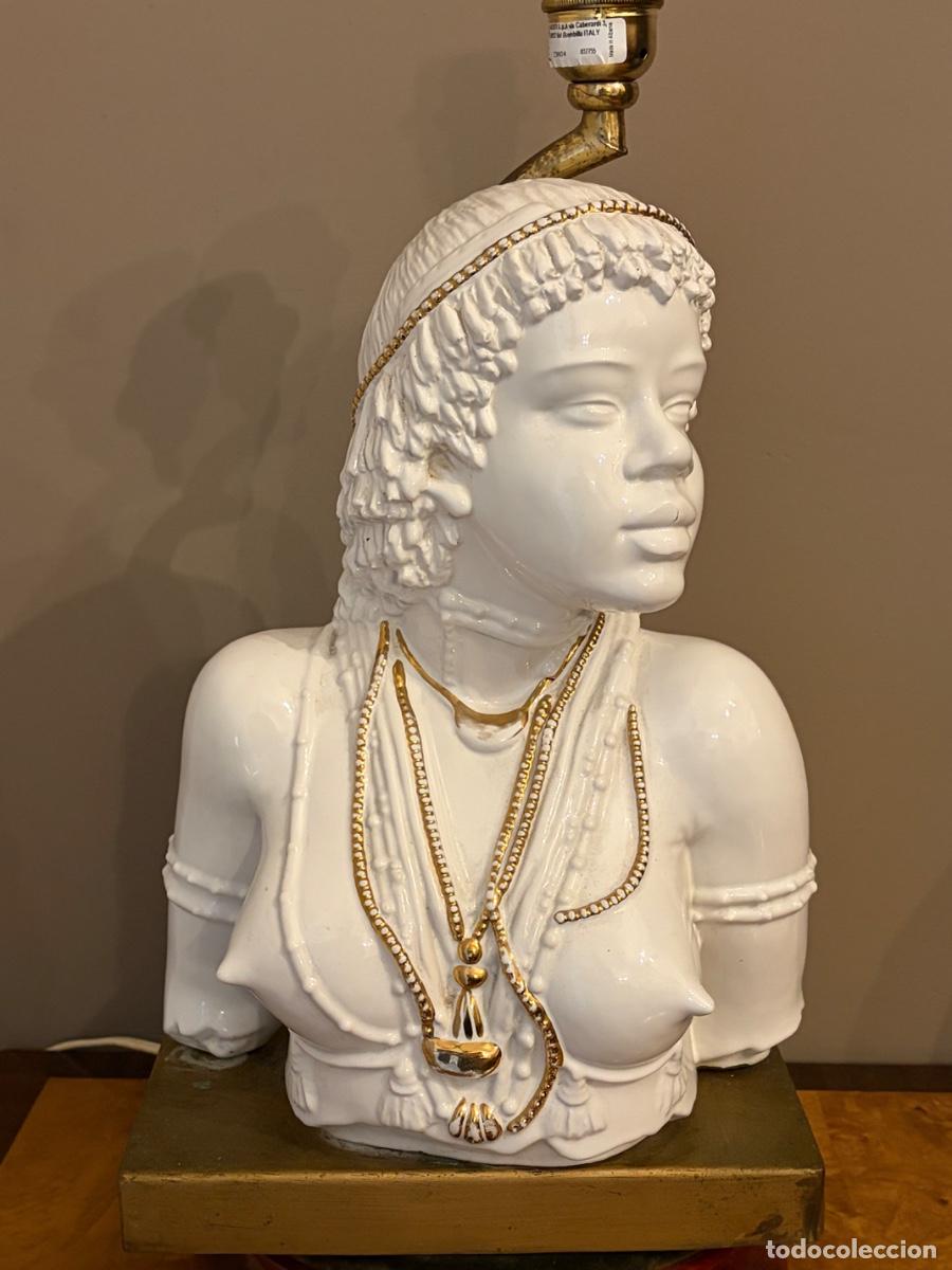 Antig&uuml;edades: L&Aacute;MPARA BUSTO CER&Aacute;MICA MUJER ABORIGEN A&Ntilde;OS 70