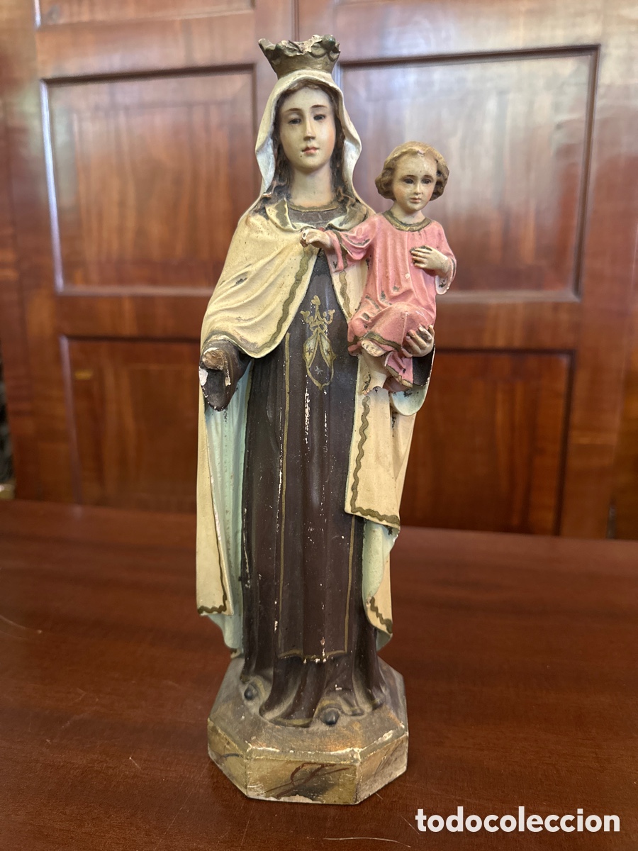 Antig&uuml;edades: VIRGEN DEL CARMEN CON EL NI&Ntilde;O JES&Uacute;S - MODERNA - SAGRADA FAMILIA - LLU&Iacute;S M&Aacute;S - OLOT - 34 CMS.