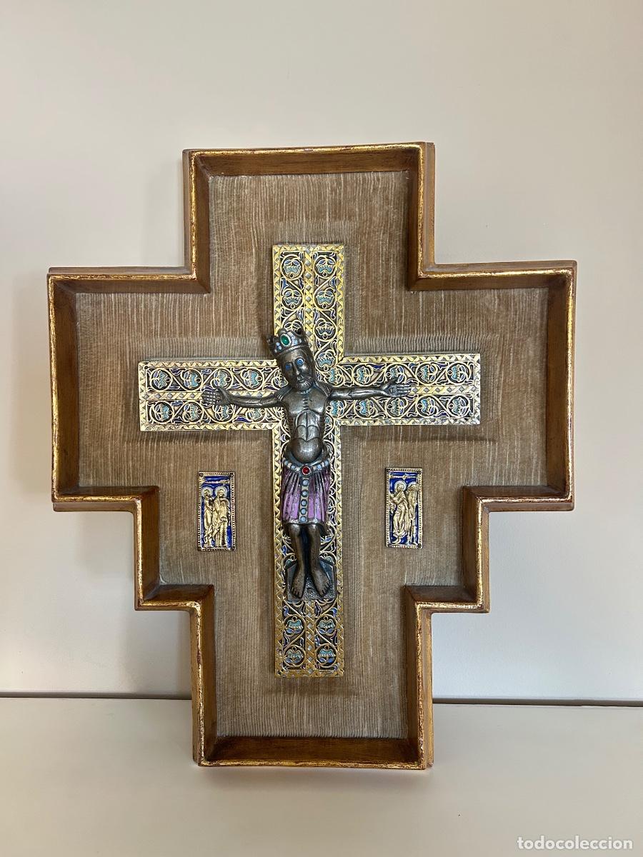 Antig&uuml;edades: MODEST MORATO IMPORTANTE CRISTO CRUCIFICADO ESMALTE Y BRONCE MEDIADOS SIGLO XX.